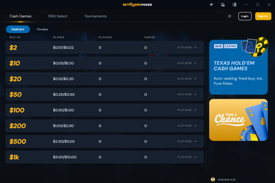 Cash game lobby